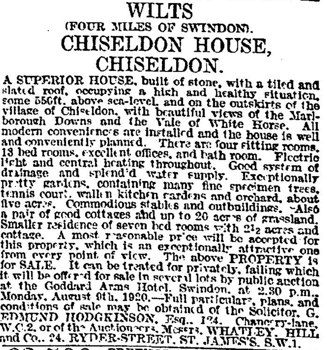 Chiseldon History Chiseldon House