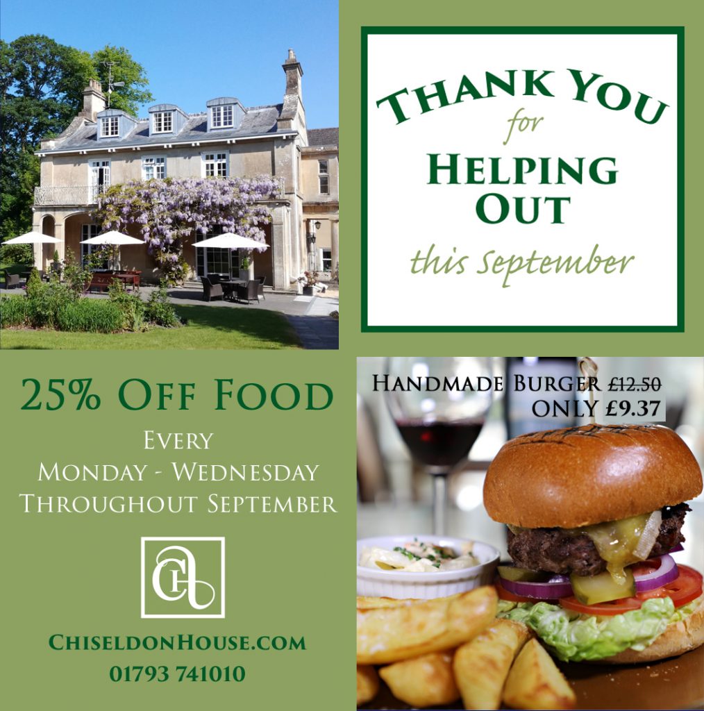 Thank you for helping out this September, 25% off food Monday to Wednesday. Handmade burger original price £12.50, with discount only £9.37